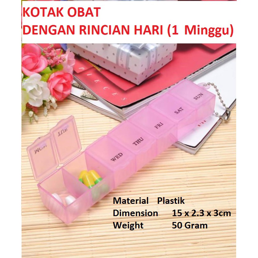 KOTAK OBAT 1 MINGGU - DENGAN RINCIAN HARI - 7 Day Medicine Tablet Storage