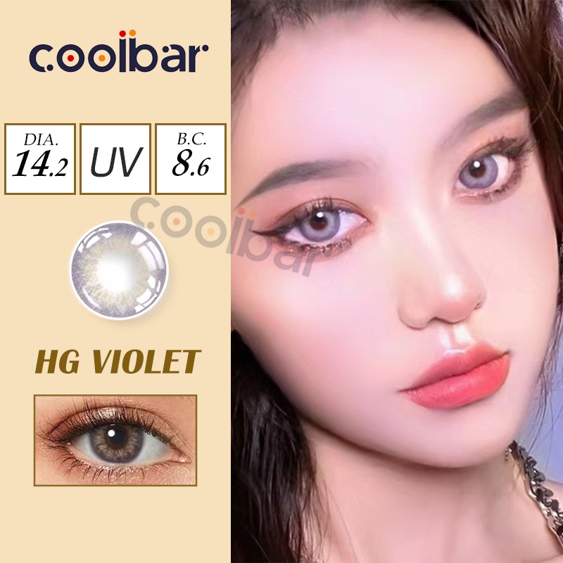 COOLBAR 1 Sepasang lensa kontak berwarna Diameter 14.2 MM sisse lens BROWN/GREEN/VIOLET/BULE/PINK/GRAY Normal s/d