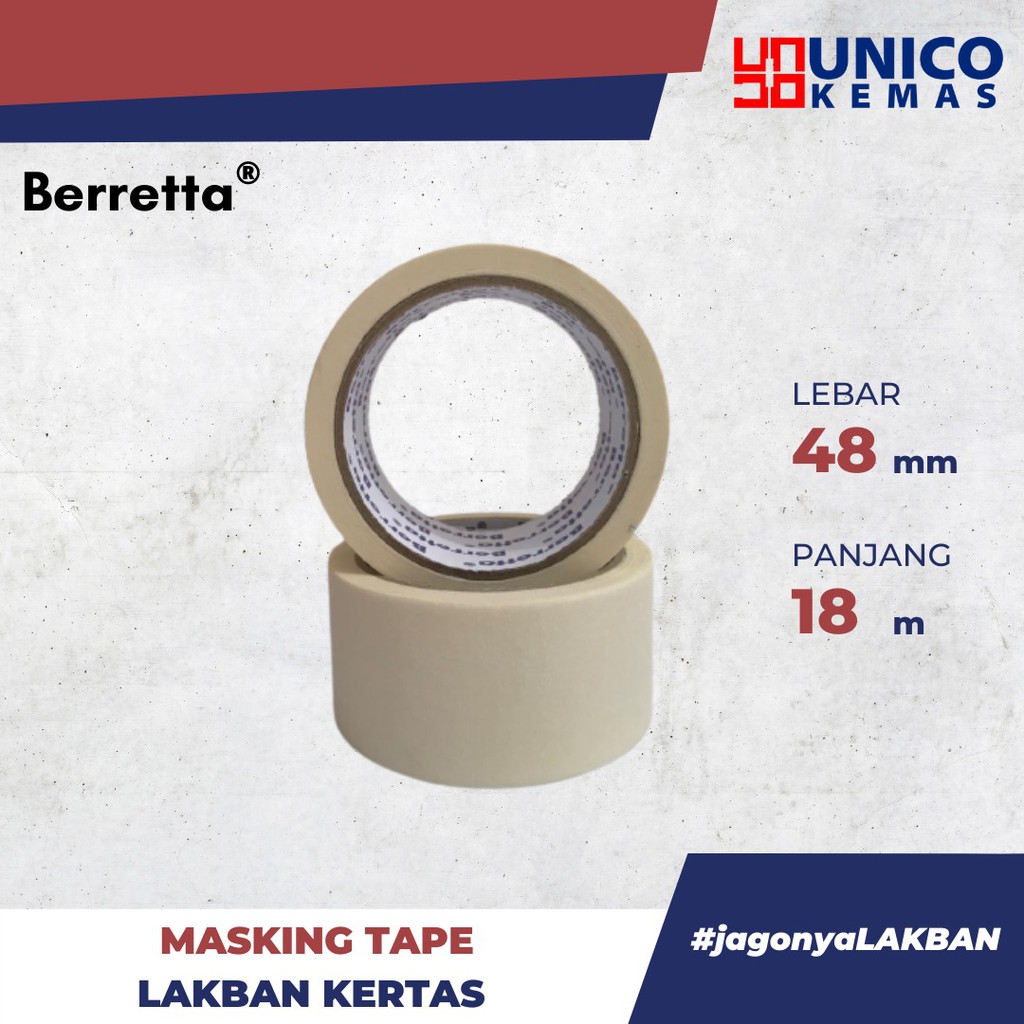 

1 PCS - BERRETTA LAKBAN KERTAS PUTIH 48 MM X 18 M - MASKING TAPE 2 IN