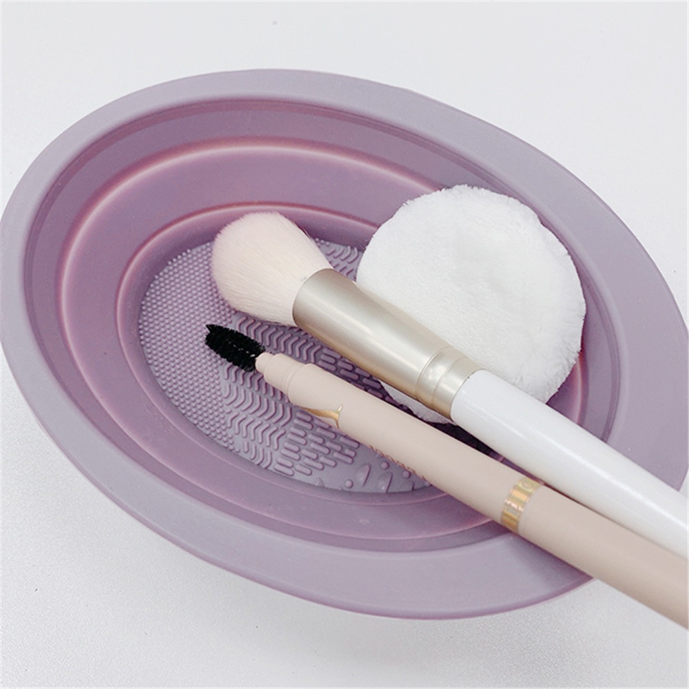 Alat Pembersih Brush Makeup Multifungsi Bahan Silikon Bentuk Telur Untuk Wanita