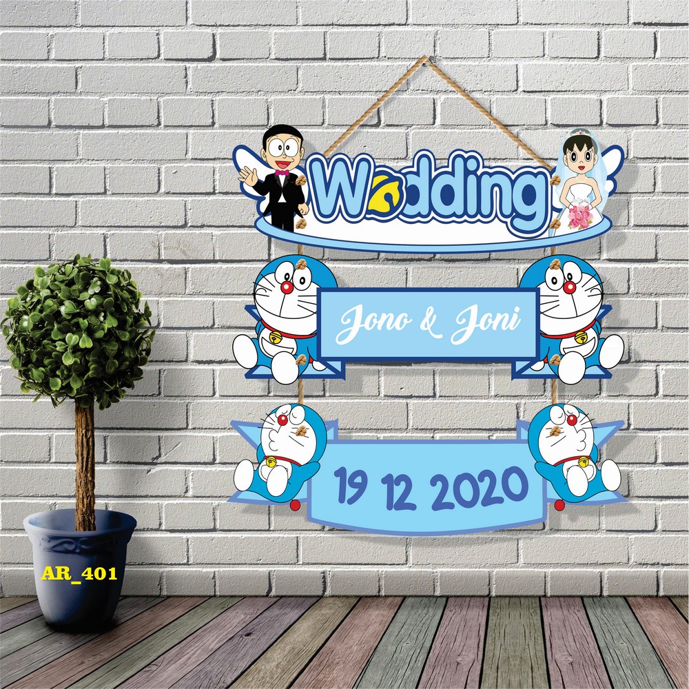 AR401 Request CUSTOM Dekorasi Hiasan Dinding Gantung Kado Pernikahan Motif Karakter Doraemon