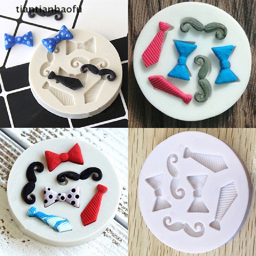 [tiantianbaofu] Silicone Beards Mustache Bow Tie Fondant Mould Cake Sugarcraft Chocolate Mold  Boutique