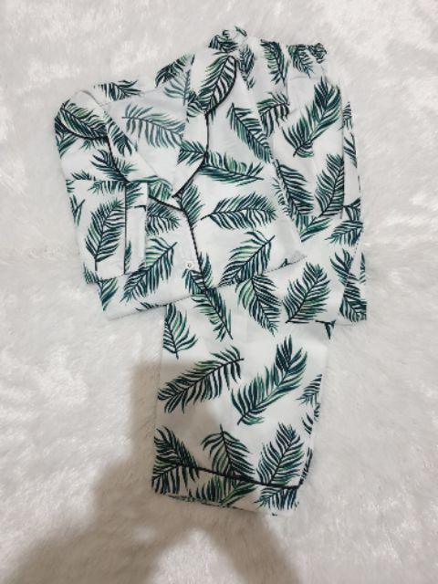 Baju Tidur Piyama Wanita/Cewek Pajamas Dewasa Motif Coco Daun PP-PP COCO WHITE