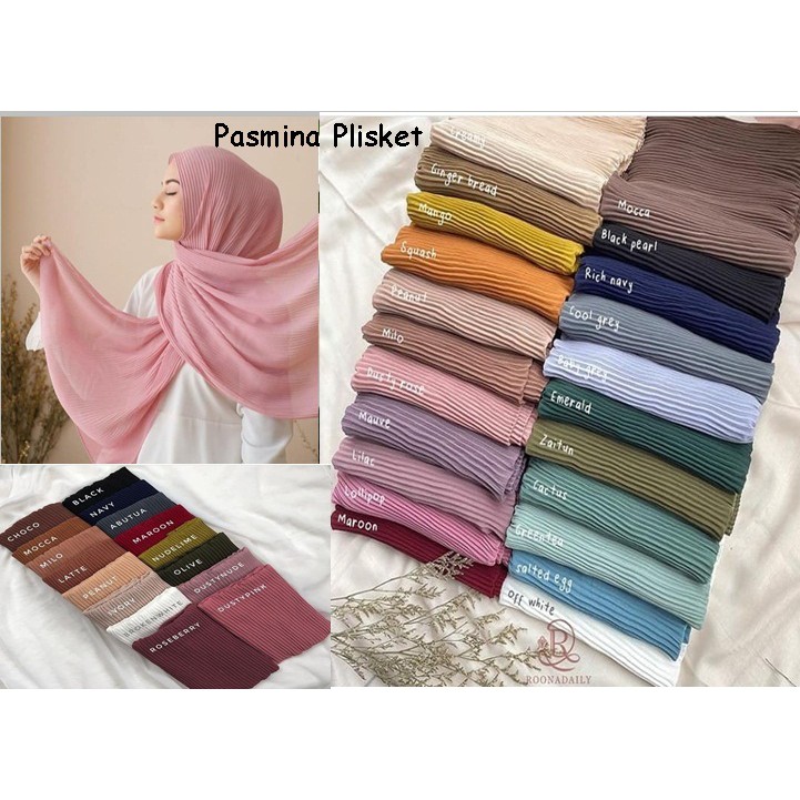 Jual Pasmina Plisket Pashmina Plisket Prisket Polos Hijab Jilbab Kerudung Crinkle Panjang Ceruty 8807