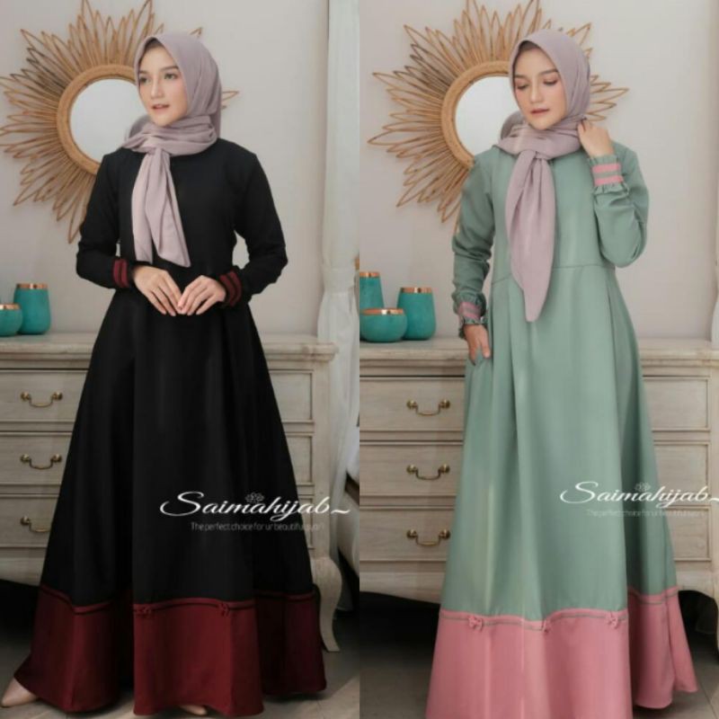 [Fashion Muslim] Gamis SAIIMA DRESS maxy | moscrepe | busui friendly | terbaru