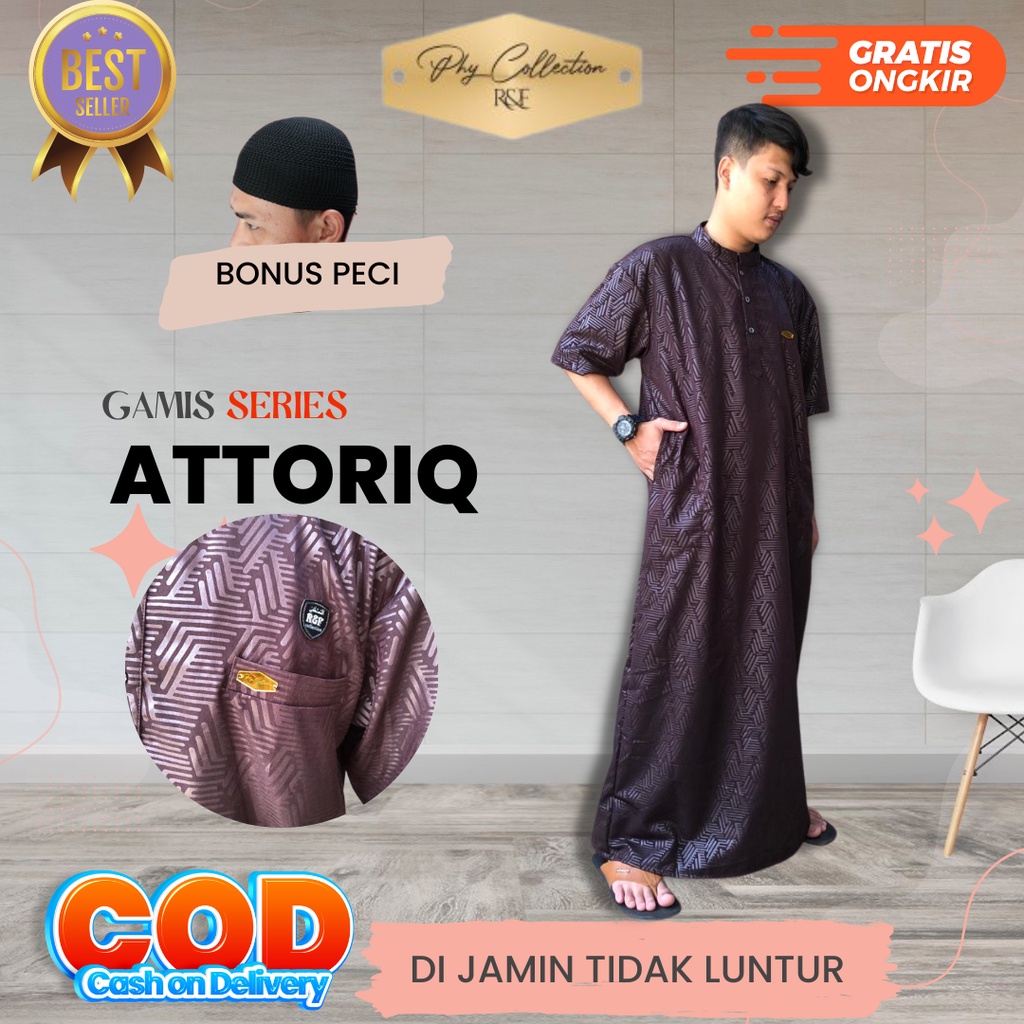 Baju Jubah Gamis pria Laki Laki Dewasa Lengan Pendek Model Haromain Al haramain Ukuran S M L XL XXL XXXL [ATTORIQ]