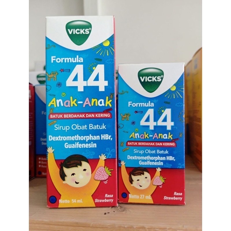 VICKS FORMULA 44 Anak 54 ML Rasa Strawberry 27 ML - Obat Batuk Berdahak Dan Kering Sirup