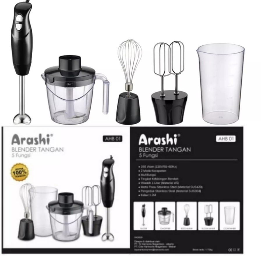 BLENDER TANGAN ARASHI 5 IN 1 HAND BLENDER ARASHI AHB 01 BLENDER MULTIFUNGSI