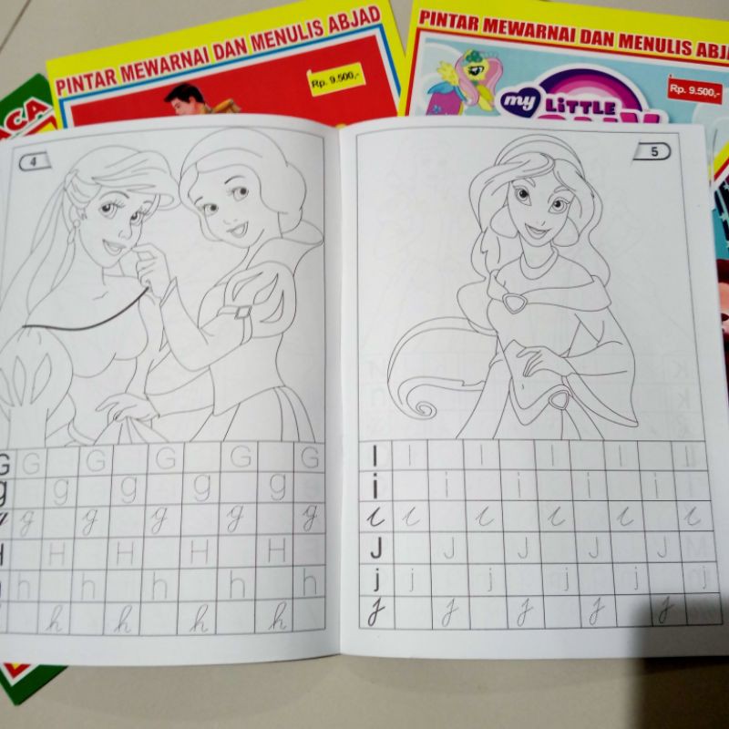 buku paket isi 5 buku, buku mewarnai untuk anak perempuan A4( 21×30cm)