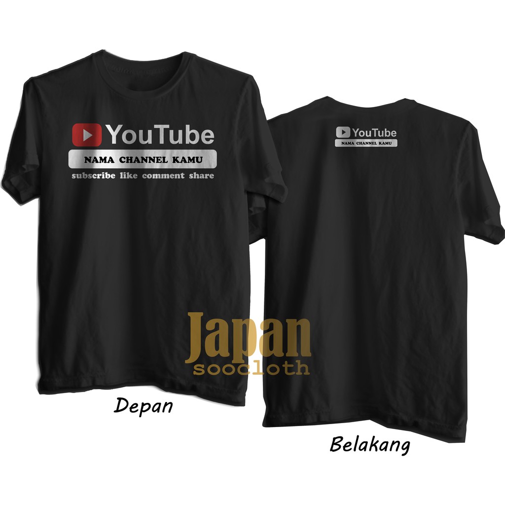 Kaos Custom Youtube Channel Satuan (Pria/Wanita) - Kaos You Tube