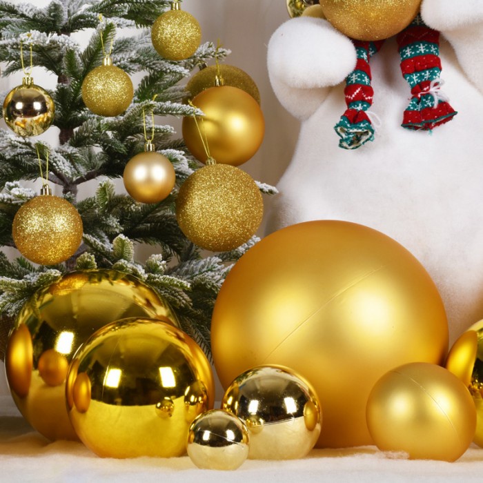 [ 3cm 4cm 5cm 6cm 8cm ] Bola Natal Kecil Besar Jumbo Dekor Natal Murah Bola Merah Emas isi 6 GROSIR Bola Natal Murah