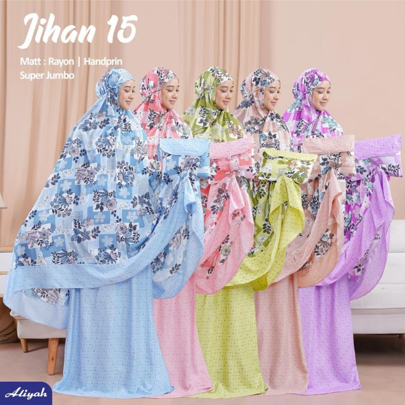 MUKENA JIHAN #15 RAYON HANDPRINT ALIYAH SUPER JUMBO KATUN LEMBUT CANTIK MANIS UNIK MURAH HARIAN NYAM