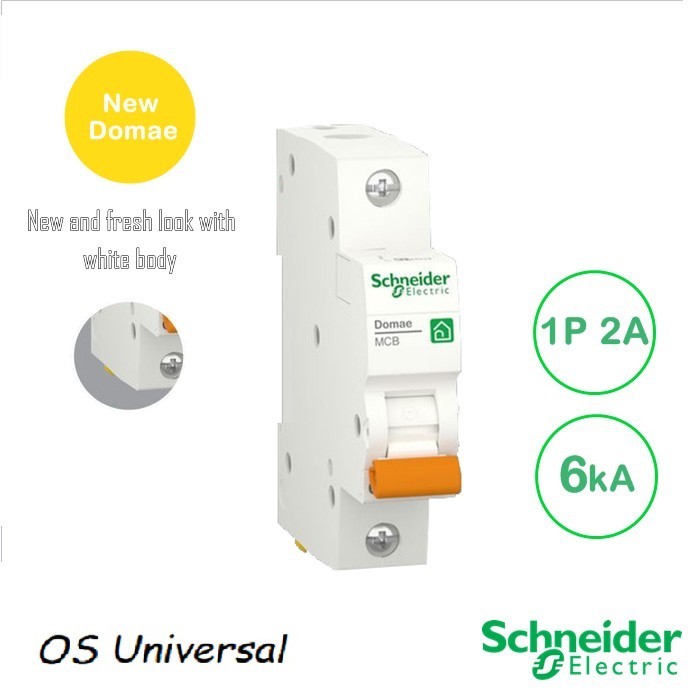 Schneider MCB 1P 2A 4A - MCB Breaker Domae 1 Phase 2 A / 4 Ampere