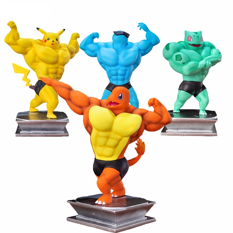 Mainan Action Figure Pokmon Gk Muscle Pikachu Bahan PVC Ukuran 18cm Untuk Hadiah Anak