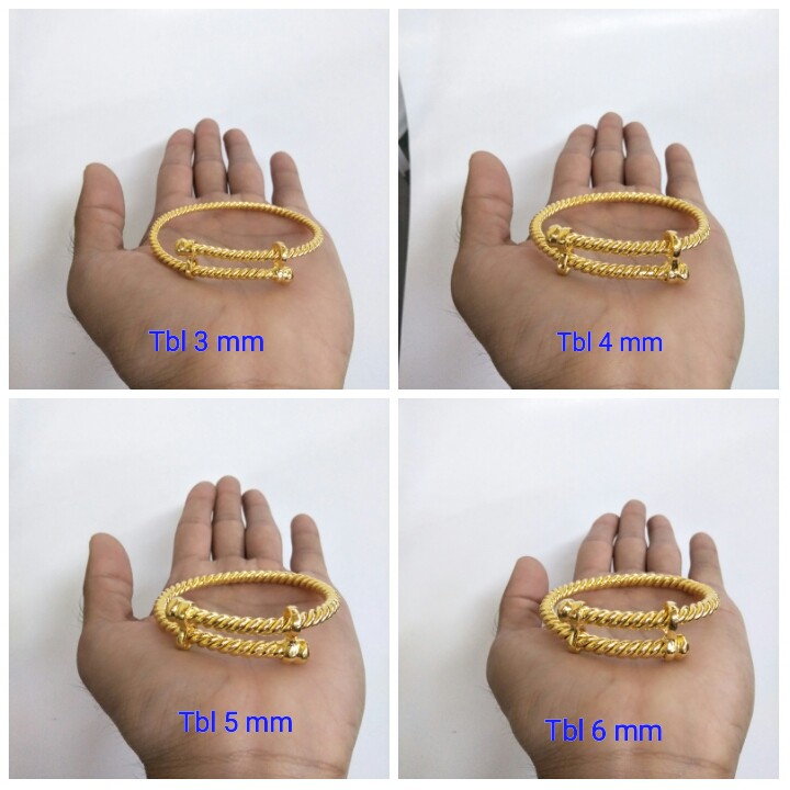 Perhiasan Gelang Lilit Tinju Lapis Emas 24K