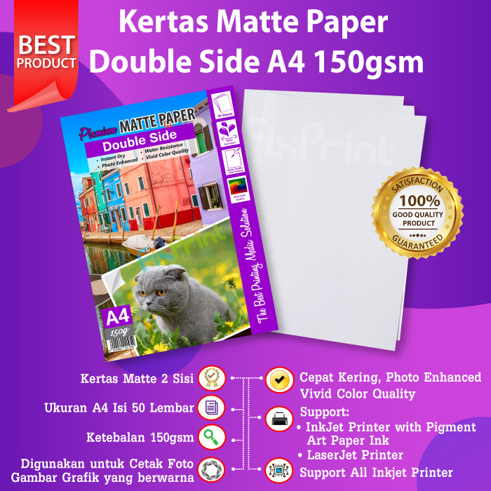 

Kertas Matte Double Side A4 150gsm 50 Sheets Photo Paper 150 gram FI616