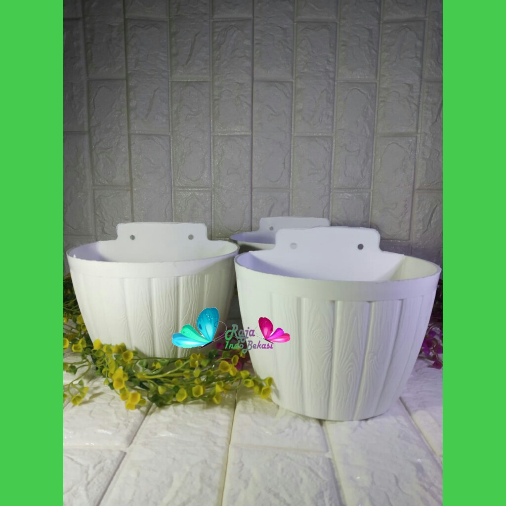 POT DINDING 25 PUTIH ROUMAH POT GENTONG/POT DINDING TEMPEL GENTONG 18cm/POT ANGGREK MURAH