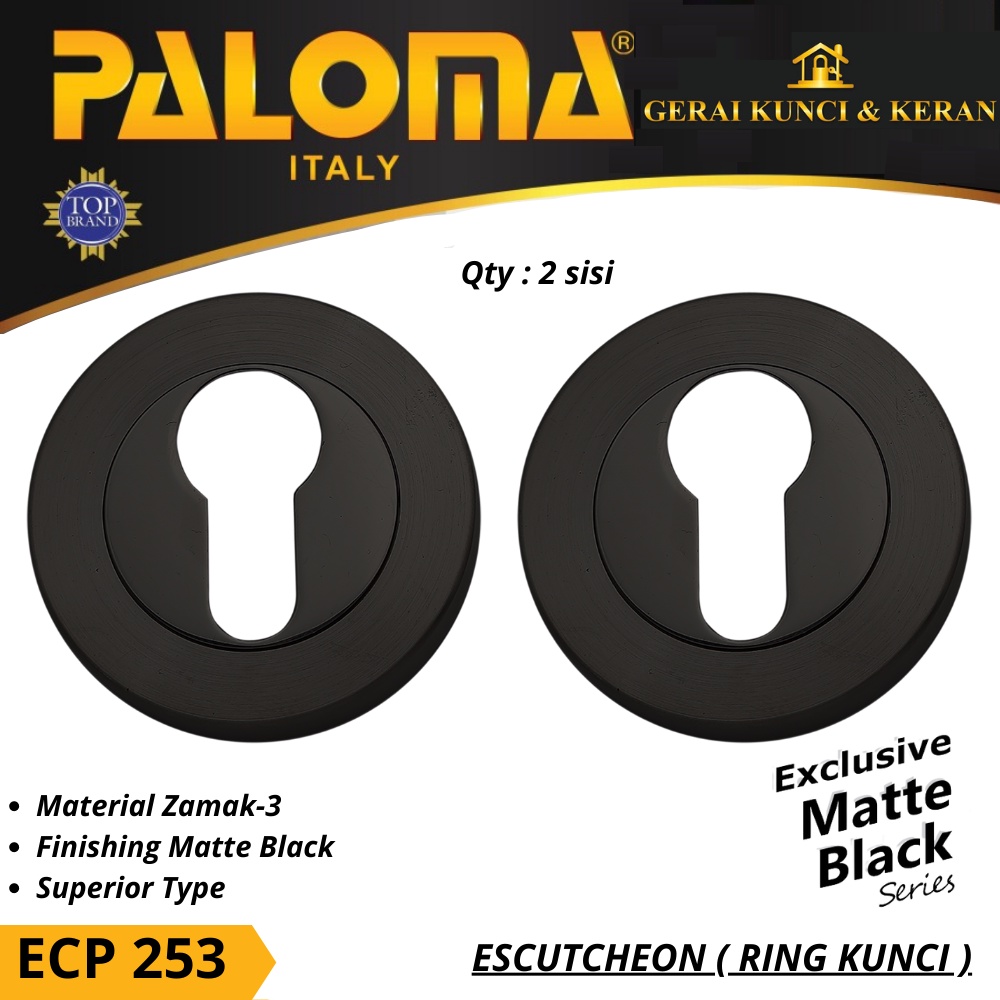 PALOMA ECP 253 RING KUNCI BULAT HITAM ESCUTCHEON SUPERIOR  COVER TUTUP CYLINDER KUNCI BLACK