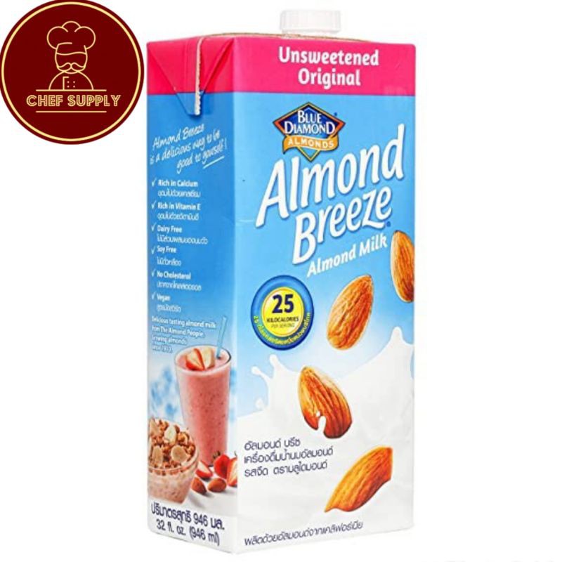 

BLUE DIAMOND ALMOND MILK UNSWEETENED ORIGINAL 1 LITER - SUSU ALMOND BREEZE ORIGINAL UNSWEETENED