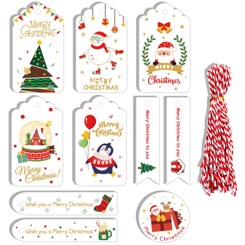 Zzz Set Tag Label Gantung Desain Snowman / Santa / Rusa Untuk Dekorasi Pohon Natal