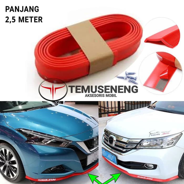 SKIKI91 - UNIVERSAL LIPS BUMPER PROTECTOR PELINDUNG BUMPER MOBIL. CARBON, HITAM POLOS, BIRU POLOS, MERAH POLOS