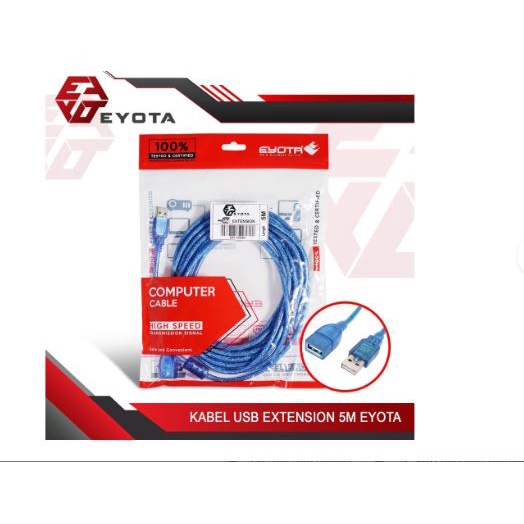 Kabel Usb A 2.0 extension eyota 5 meter am-af 480Mbps - Usb2.0 male-female 5m cable