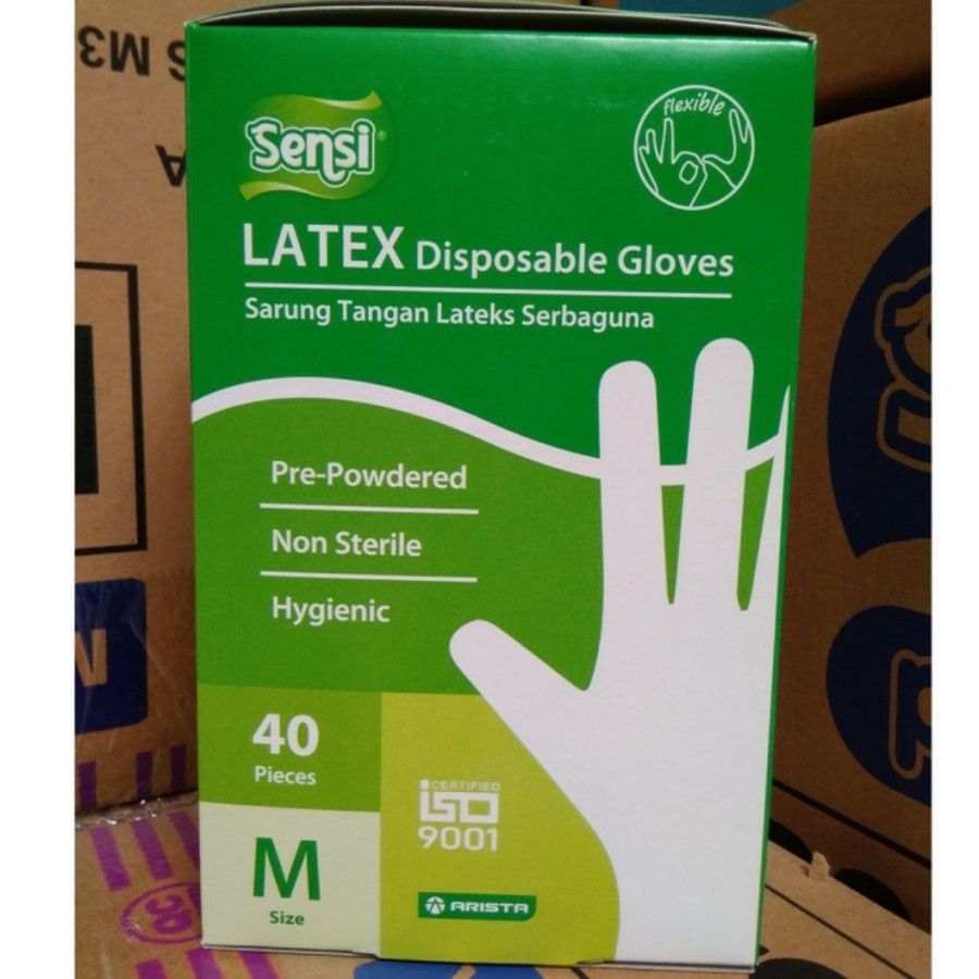 Sarung Tangan Latex Sensi isi 40 pcs-Sensi Latex Disposible  Glove Non Powder