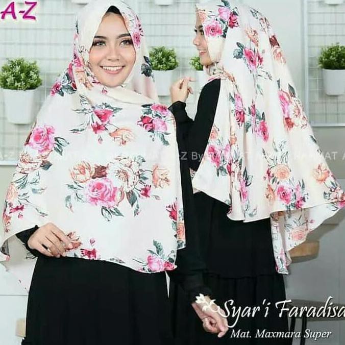 SALE Khimar Maxmara Bunga. Jilbab Rahmat. Kerudung Syari Jumbo. Hijab Motif TURUN HARGA
