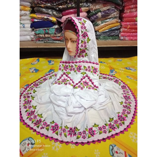 mukena setelan berlengan(potongan pake tangan) bordier esek susun