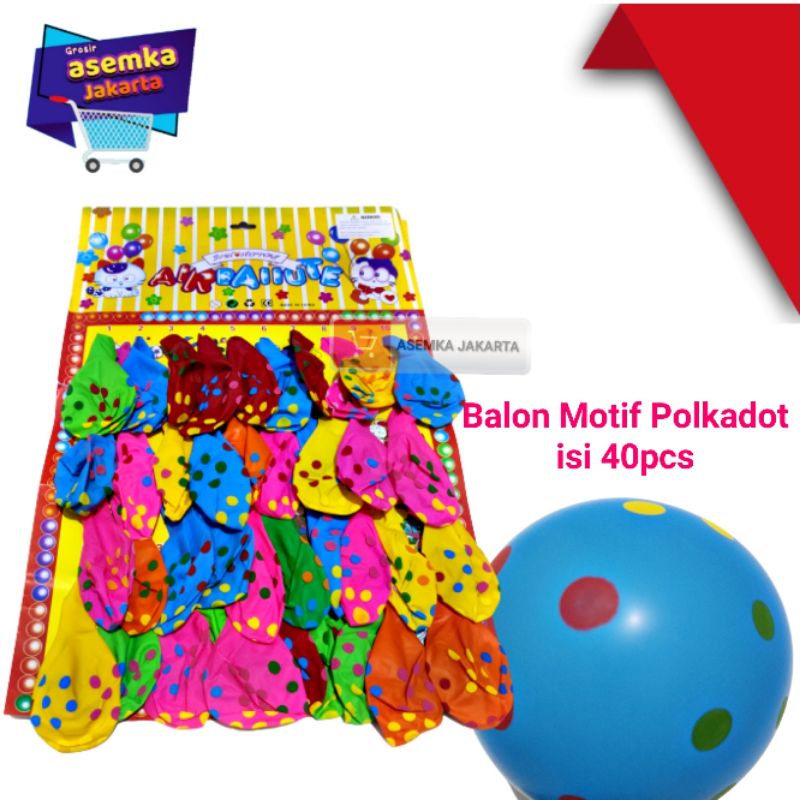 Balon bulat Ulir Warna warni balon ultah balon pesta  isi 40pcs grosir