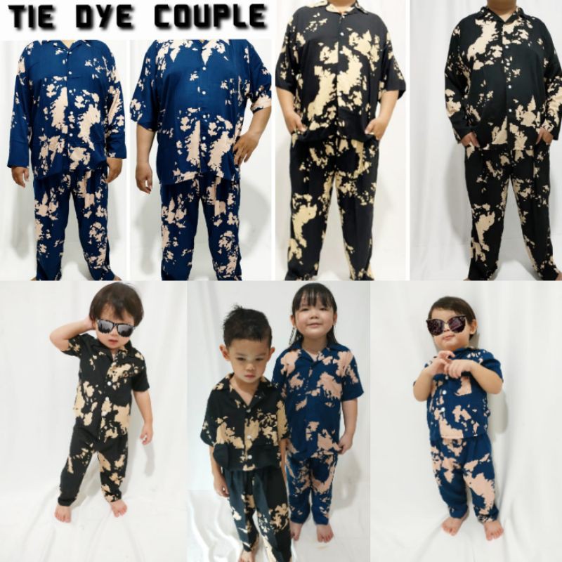 baju tidur tiedye one set couple katun rayon vicose premium tie dye piyama perempuan ibu dan anak