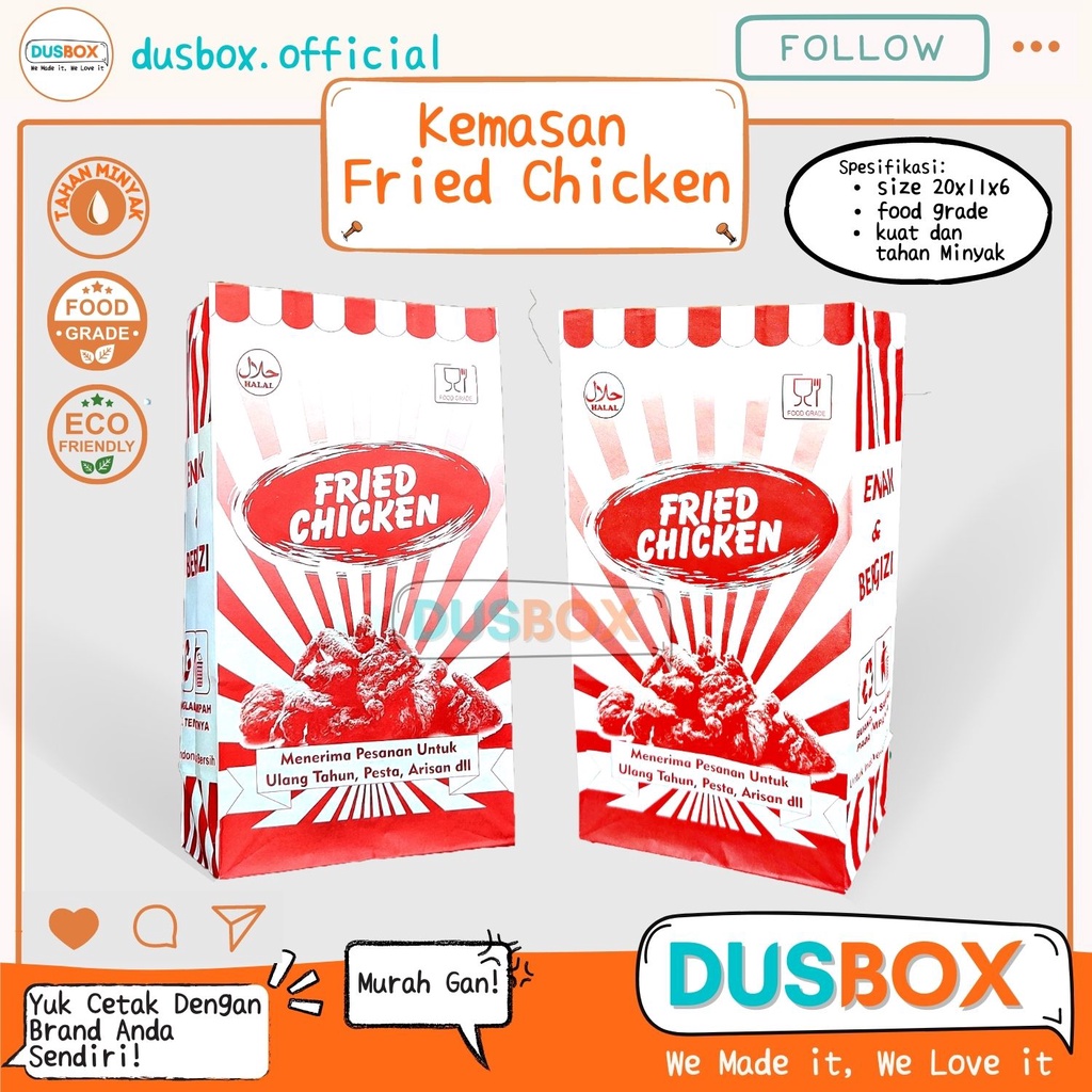 Kemasan Kertas Fried chicken / Kantong Fried Chicken / Kantong Kertas Fried Chicken / Bungkus Fried 