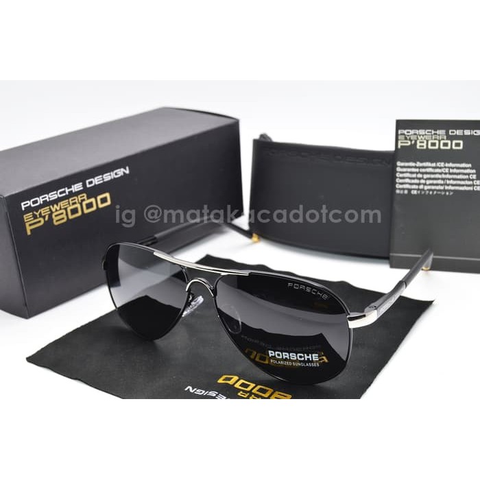 Kacamata Sunglass Porsche Design Premium 8503 Hitam Silver Ori