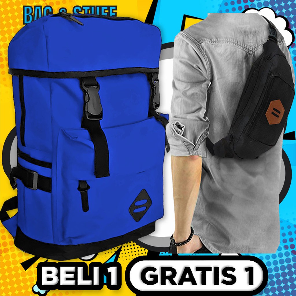 TAS RANSEL LAKI COWOK PRIA BACKPACK GENDONG SEKOLAH WATERPROOF DEWASA SMP SMA SMK KULIAH GRATIS 1-IN