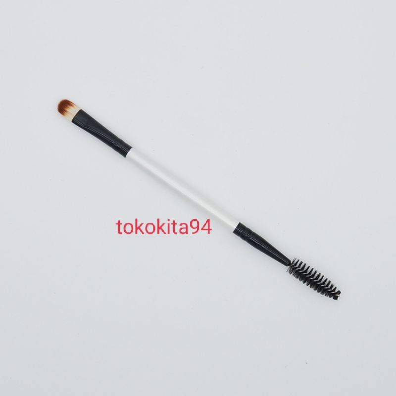 Kuas 2 in 1 Satuan - Kuas Alis Eyeshadow Mascara 1Pcs - Brush Eyebrow Hitam Putih