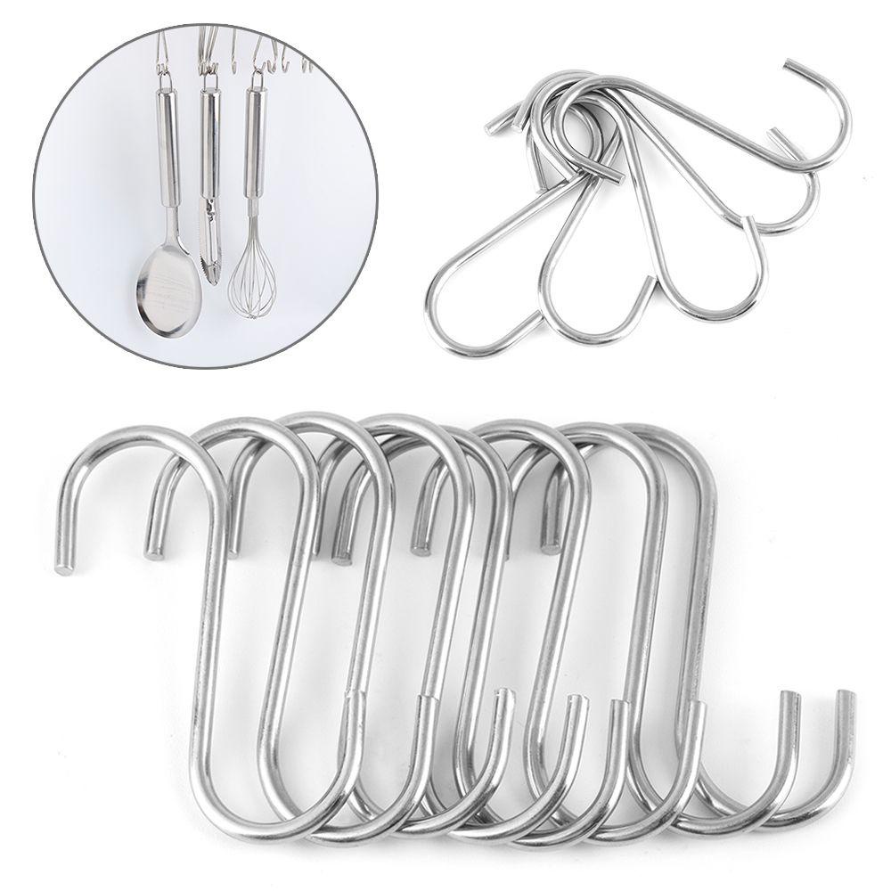 5 / 10 / 20 Pcs Kait Gantungan Penyimpanan Bentuk S Bahan Stainless Steel Untuk Kamar Mandi