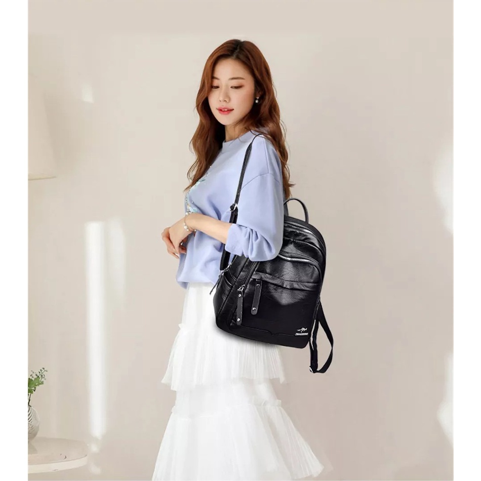 Tas Ransel Wanita kulit Murah Import Batam Kekinian Backpack Wanita Korea Style Original Terbaru Kuliah Sekolah KerjTas Ransel Backpack Fashion Wanita Tas Ransel Wanita-4