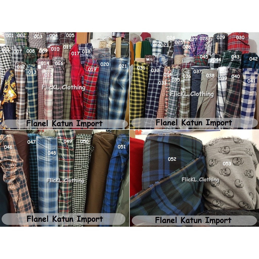 Bahan Kain  Flanel  Import Cotton Katun Kotak Kotak Kemeja 