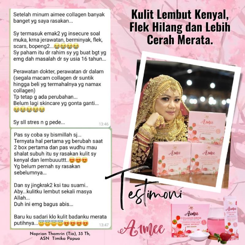 ( 1 BOKS  ) Collagen Drink Aimee Beaute Glow Minuman Collagen Pemutih Badan Permanen Mengandung Vitamin C Saffron dan Goji Berry Ampuh atasi Penuaan Dini Jerawat Membandel