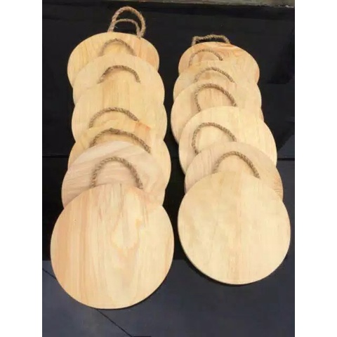 Souvenir Talenan Tali 20cm Bulat / Kotak Talenan Gantung Talenan Kayu Pinus