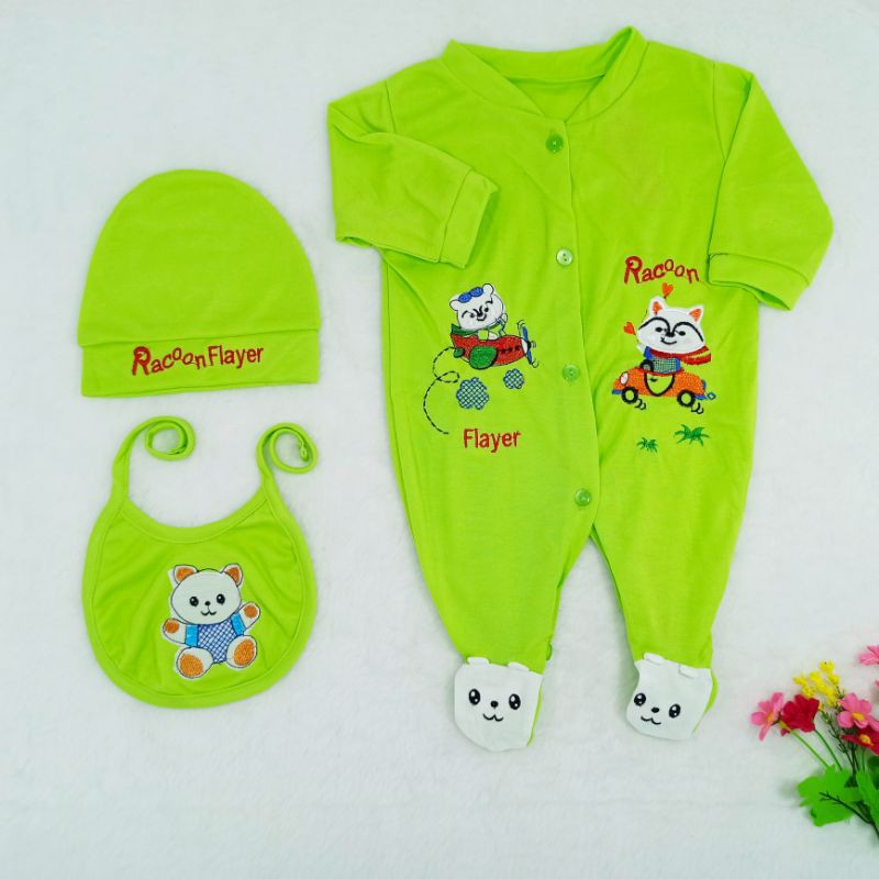 Ss#2002 Romper Bayi New Born 0-6bulan / Romper free topi &amp; celemek