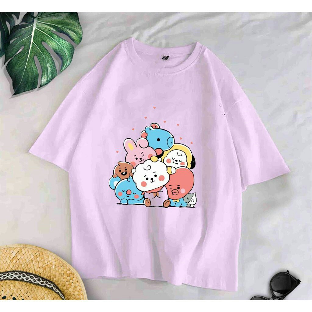 BT21 PURPLE ARMY KPOP COD KURO TSHIRT BAJU KAOS DISTRO WANITA DEWASA CEWEK REMAJA BT21 LUCU CUTE IMU