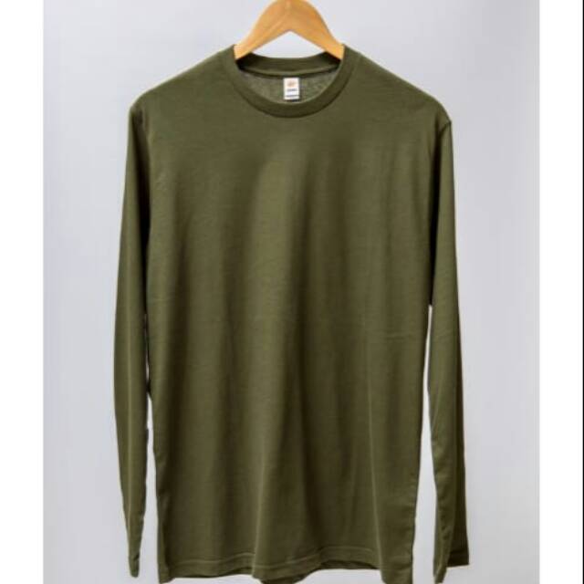 Kaos Polos Lengan panjang Ijo Army combed 30s