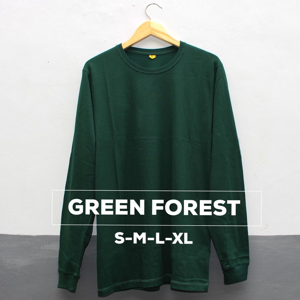  KAOS  POLOS DISTRO GREEN FOREST LENGAN  PANJANG  COTTON 