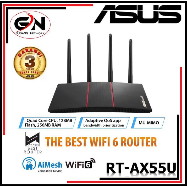 Asus Rt-Ax55U Wifi 6 Ax1800 With Aimesh Ax 1800 / Rt-Ax55 Ax1800