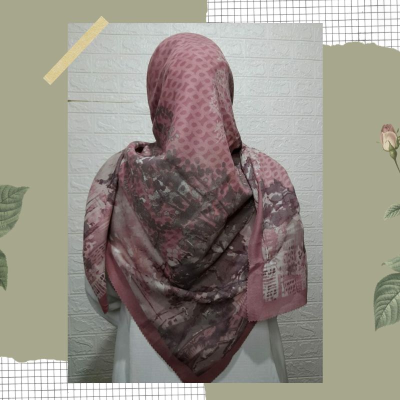 NEW JILBAB HIJAB VOAL MOTIF SYAR'I 130X130 PREMIUM SQUARE LASERCUT KERUDUNG SEGI EMPAT-NEWYORK DUSTY