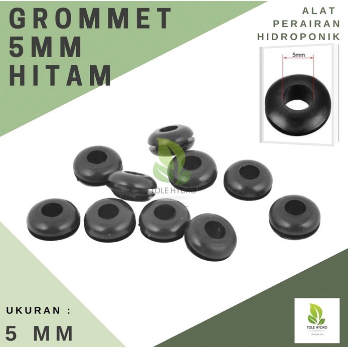 Karet Grommet Ukuran 5 mm 5mm Untuk Selang PU PE PVC Warna Hitam