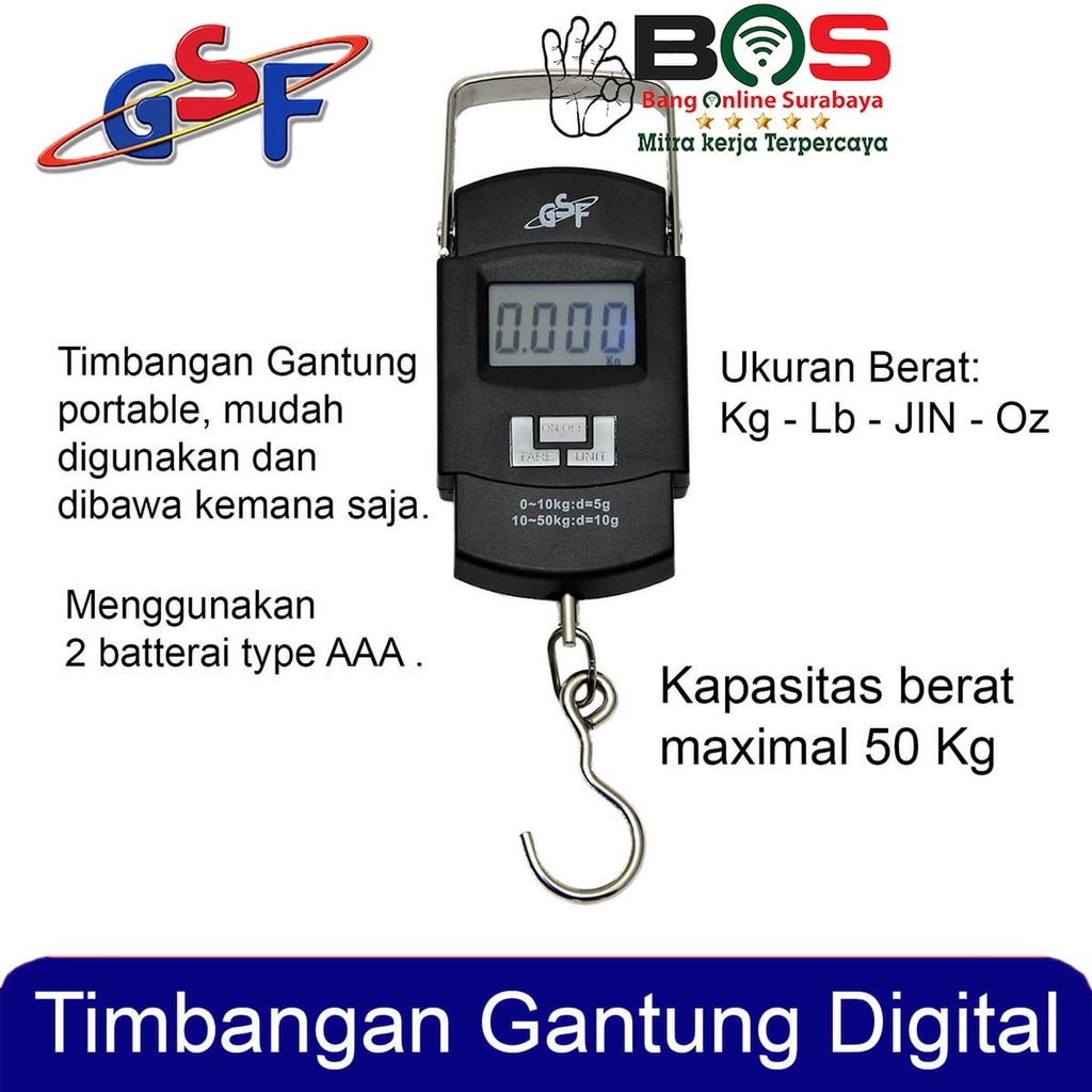 Timbangan Gantung Digital GSF-4550 GSF 4550 GSF4550 Kapasitas 50KG