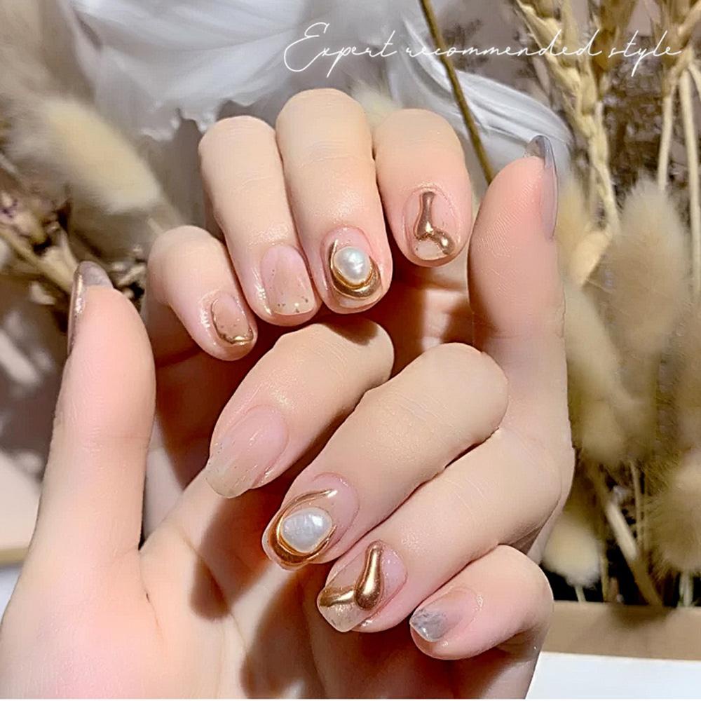 AUGUSTINA Dekorasi Nail Art Agustina Cangkang Alami Halus Aksesoris Manikur pearlescent Tiga Dimensi