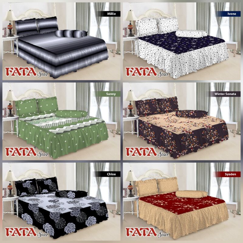 FATA ®  - Bedcover Set Sprei Rumbai Keluaran Terbaru Ukuran 180X200 & 160X200